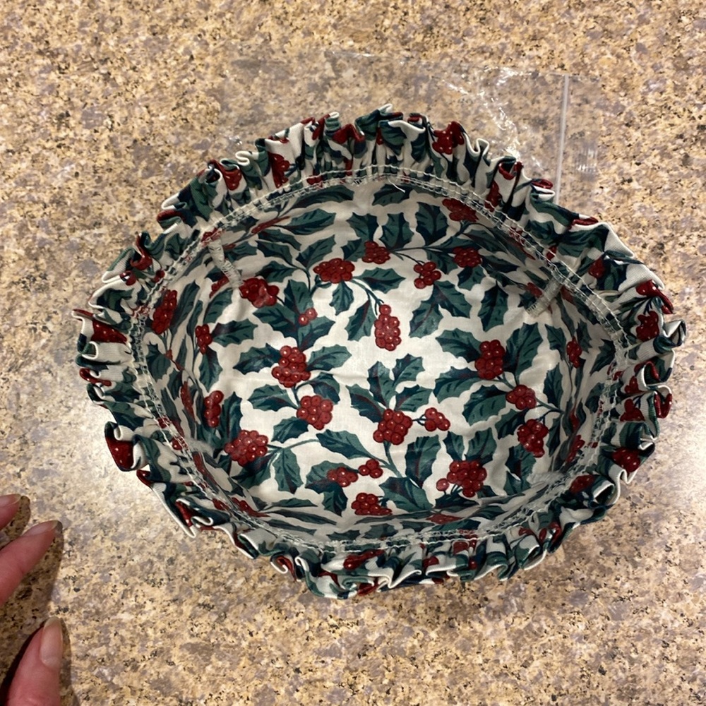 5 Longaberger Traditional Holly Fabric Basket Liners Possibly For Thyme, Bread - Picture 8 of 17